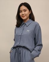 Mid - Blue Relaxed Linen Suit - Smgarment's